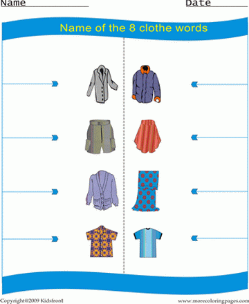Clothes Picture Worksheet Sheet