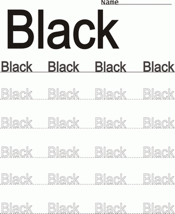 Black Word Color Coloring Worksheet Sheet