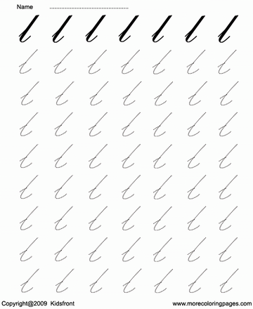 Cursive Letter Dot To Dots L Sheet