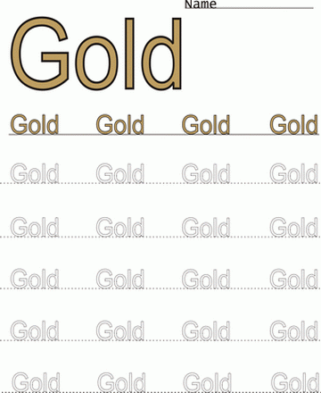 Gold Word Color Coloring Worksheet Sheet