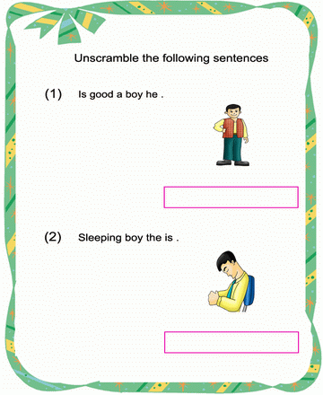 Jumbled Sentence 1 Sheet