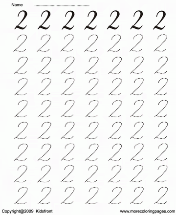 Number Writing Dot To Dots 2 Sheet